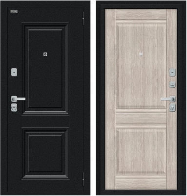 Дверь Браво Некст МФ/BChrome Букле черное/Cappuccino Melinga